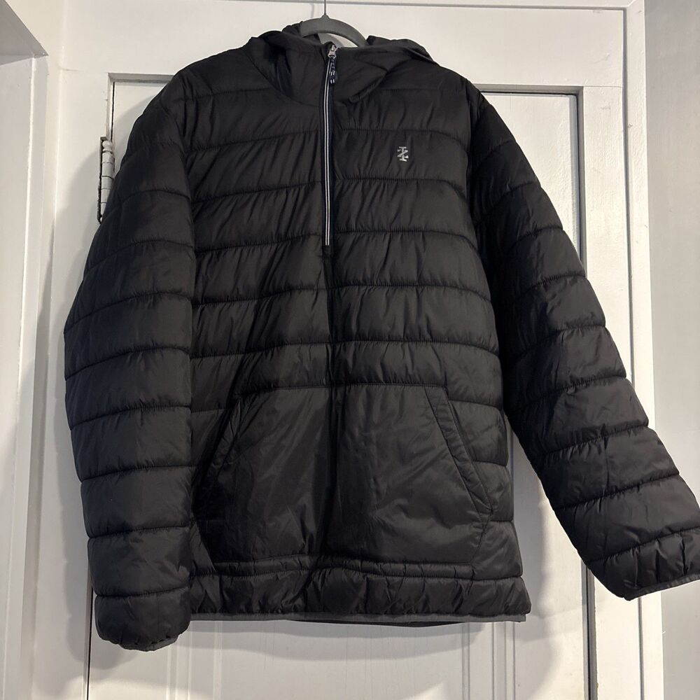 IZOD Quilted Hooded Pullover Jacket Black Size XL/TG NWOT